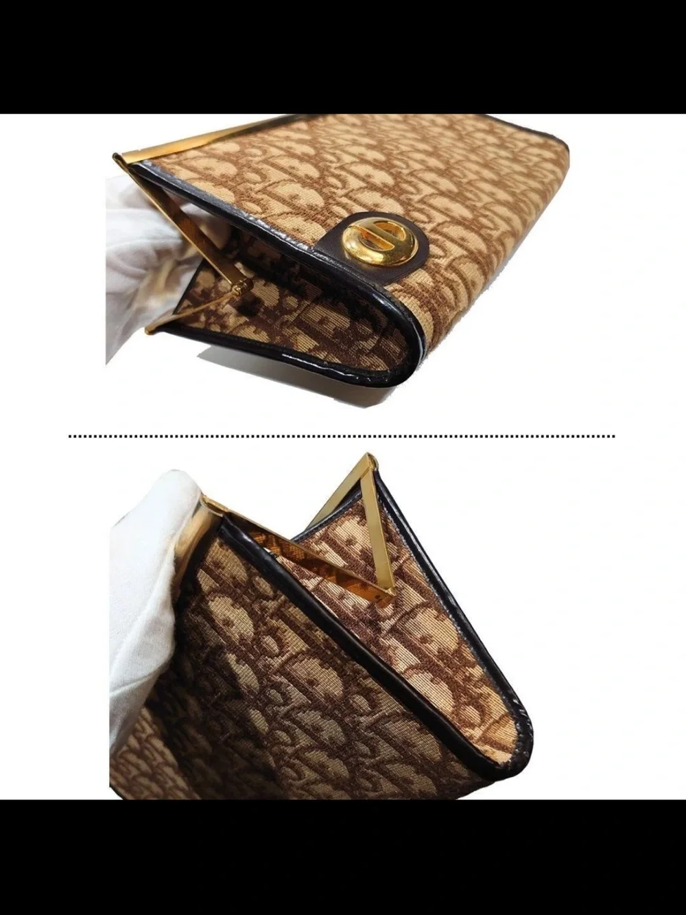 Dior Brown Monogram Clutch with Gold-Tone Accent